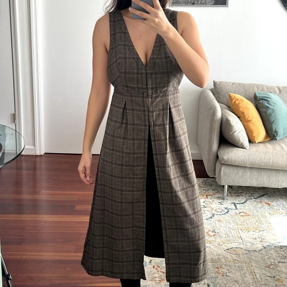 Free People sleeveless plaid vest dress size 4 brown